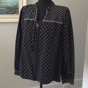 LOFT Black and White Patterned Blouse